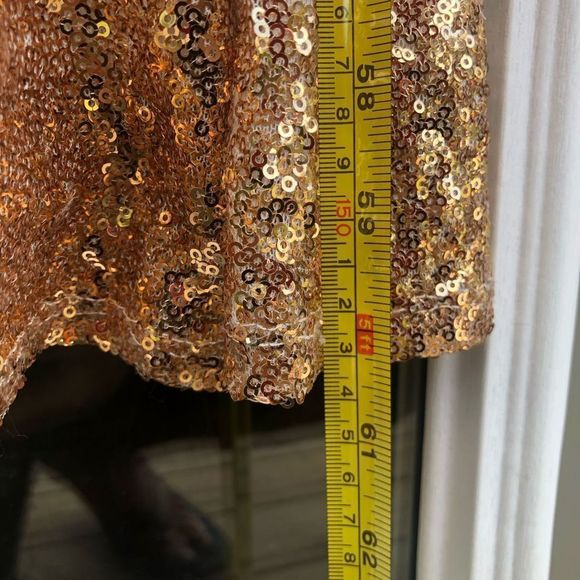 CrystalโDollโ๐พ NWT Gold Copper Ombre Sequin Mermaid Prom Dress Size 9 - Picture 11 of 11